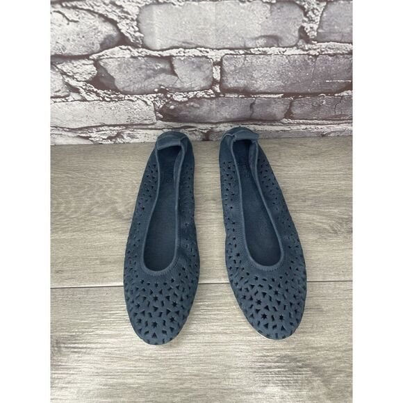 ARCHE Blue Suede Leather Perforated Ballet Flat Shoes France Women 37EU/6.5M US - Picture 2 of 16